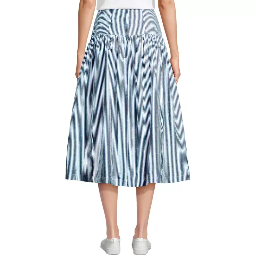 Women's Poplin Drop Waist Midi Skirt - Set Bottom
