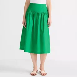 Women's Poplin Drop Waist Midi Skirt - Set Bottom