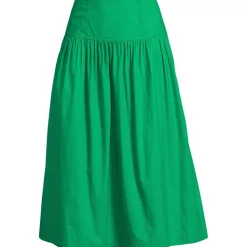 Women's Poplin Drop Waist Midi Skirt - Set Bottom