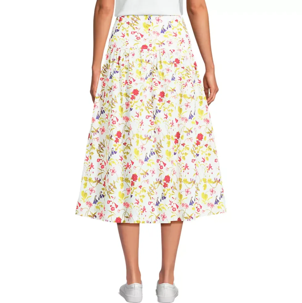 Women's Poplin Drop Waist Midi Skirt - Set Bottom