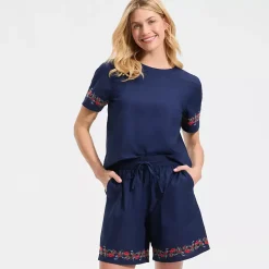 Women's Poplin Embroidered High Rise 7