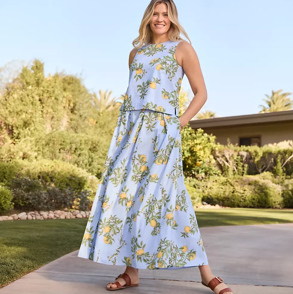 Women's Poplin Godet Maxi Skirt - Set Bottom
