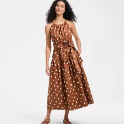 Women's Poplin Halter Midi Dress