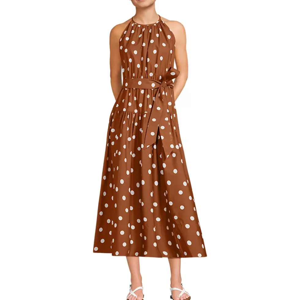 Women's Poplin Halter Midi Dress