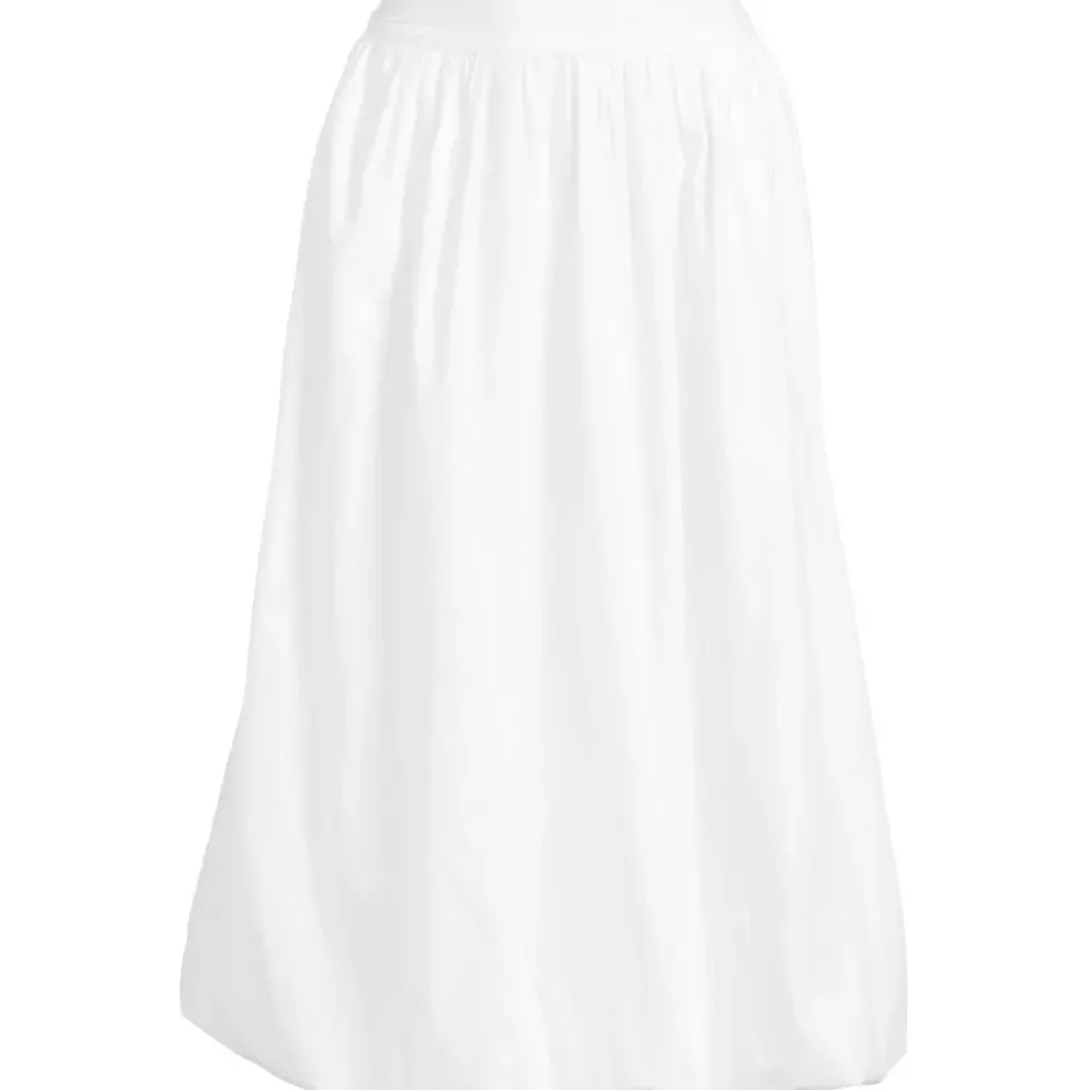 Women's Poplin High Rise Bubble Hem Midi Skirt