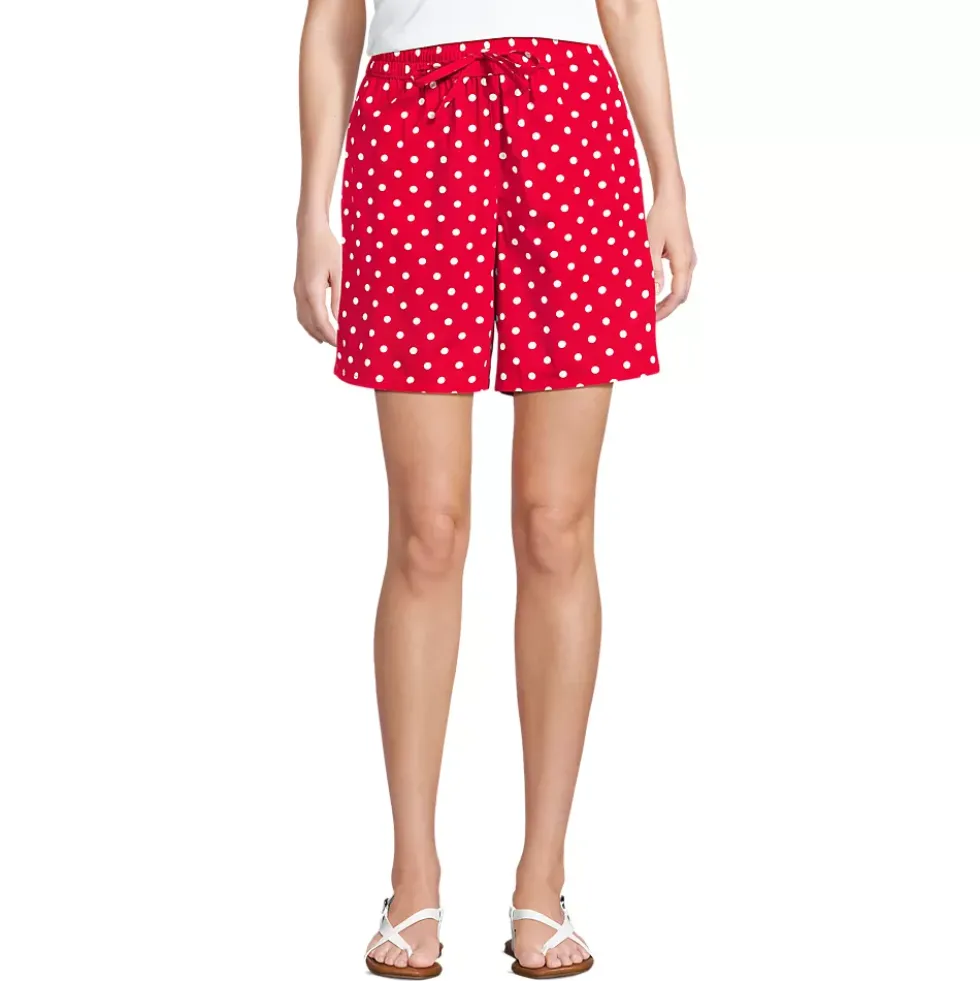 Women's Poplin High Rise Pull On 7" Shorts