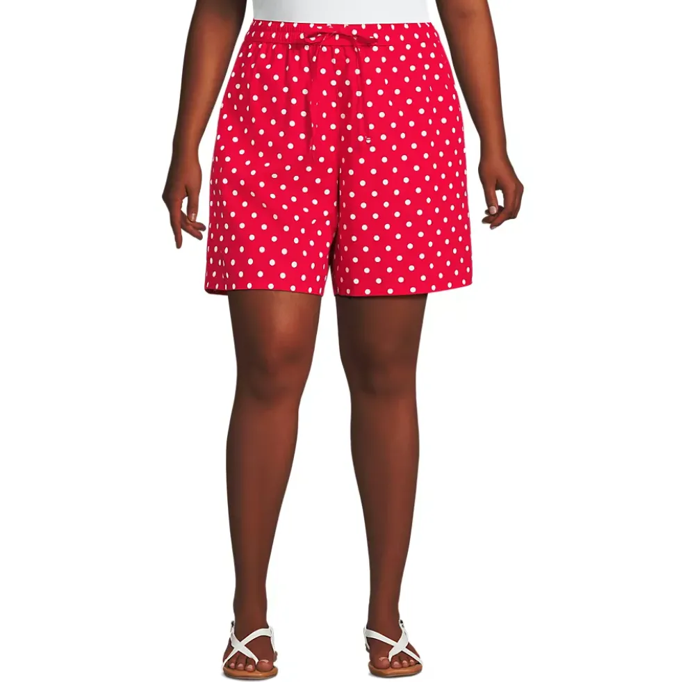 Women's Poplin High Rise Pull On 7" Shorts