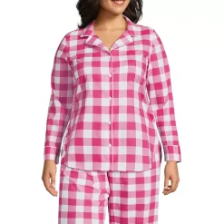 Women's Poplin Long Sleeve Button Front Sleep Top