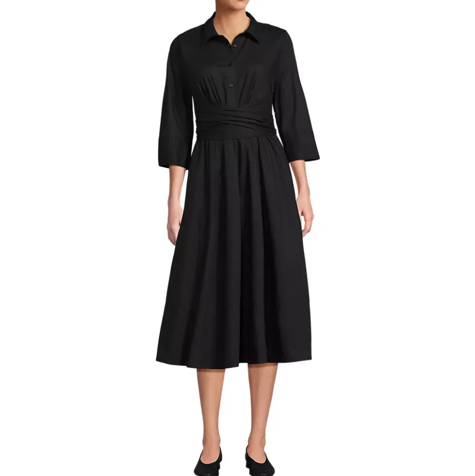 Women's Poplin Midi Wrap Front Dress