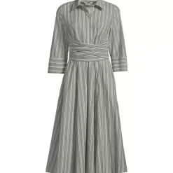 Women's Poplin Midi Wrap Front Dress