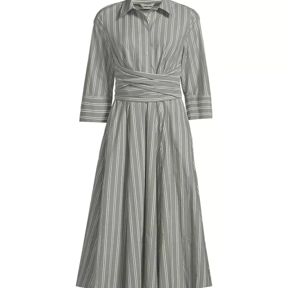 Women's Poplin Midi Wrap Front Dress