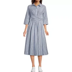 Women's Poplin Midi Wrap Front Dress