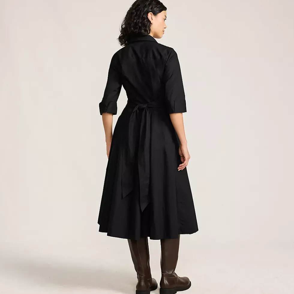 Women's Poplin Midi Wrap Front Dress