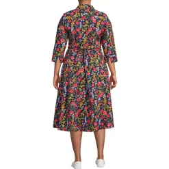Women's Poplin Midi Wrap Front Dress