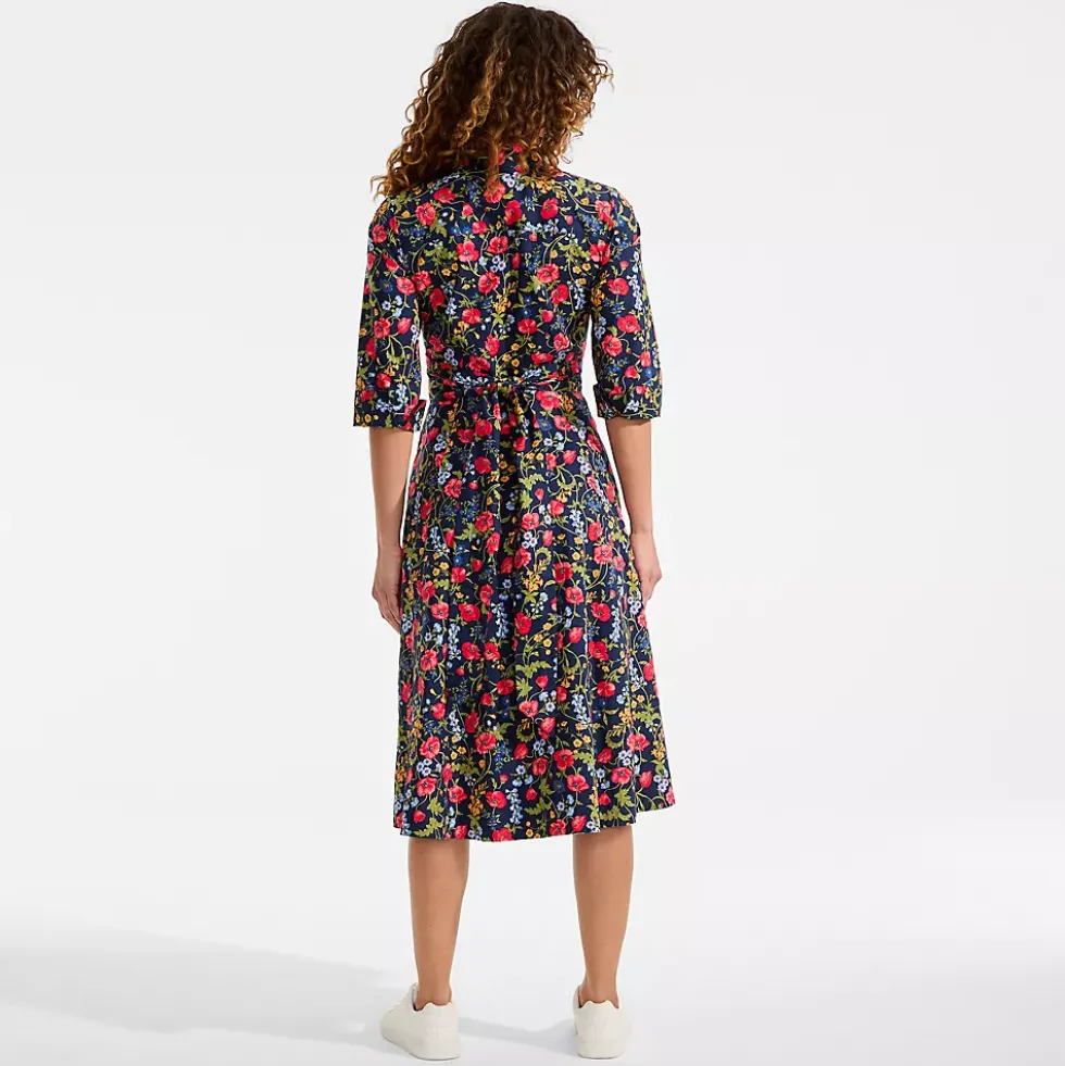 Women's Poplin Midi Wrap Front Dress
