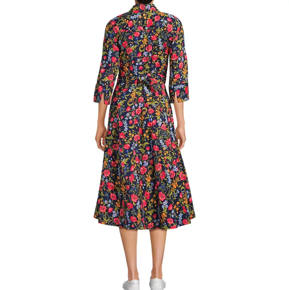 Women's Poplin Midi Wrap Front Dress
