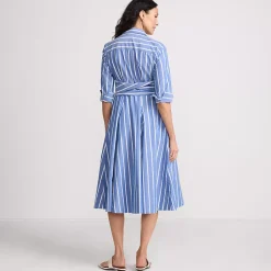 Women's Poplin Midi Wrap Front Dress