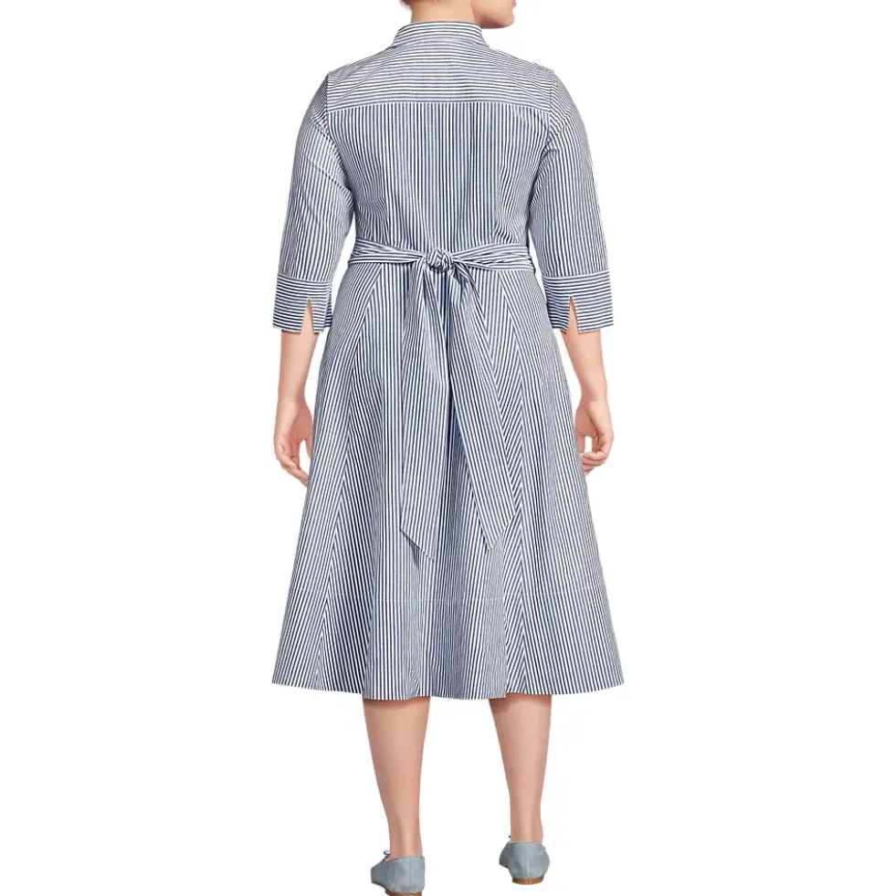 Women's Poplin Midi Wrap Front Dress
