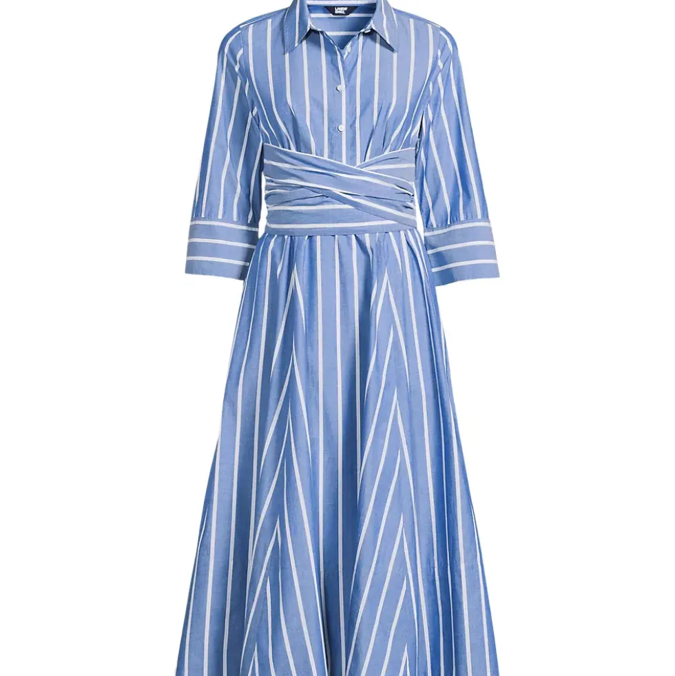 Women's Poplin Midi Wrap Front Dress