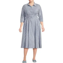 Women's Poplin Midi Wrap Front Dress