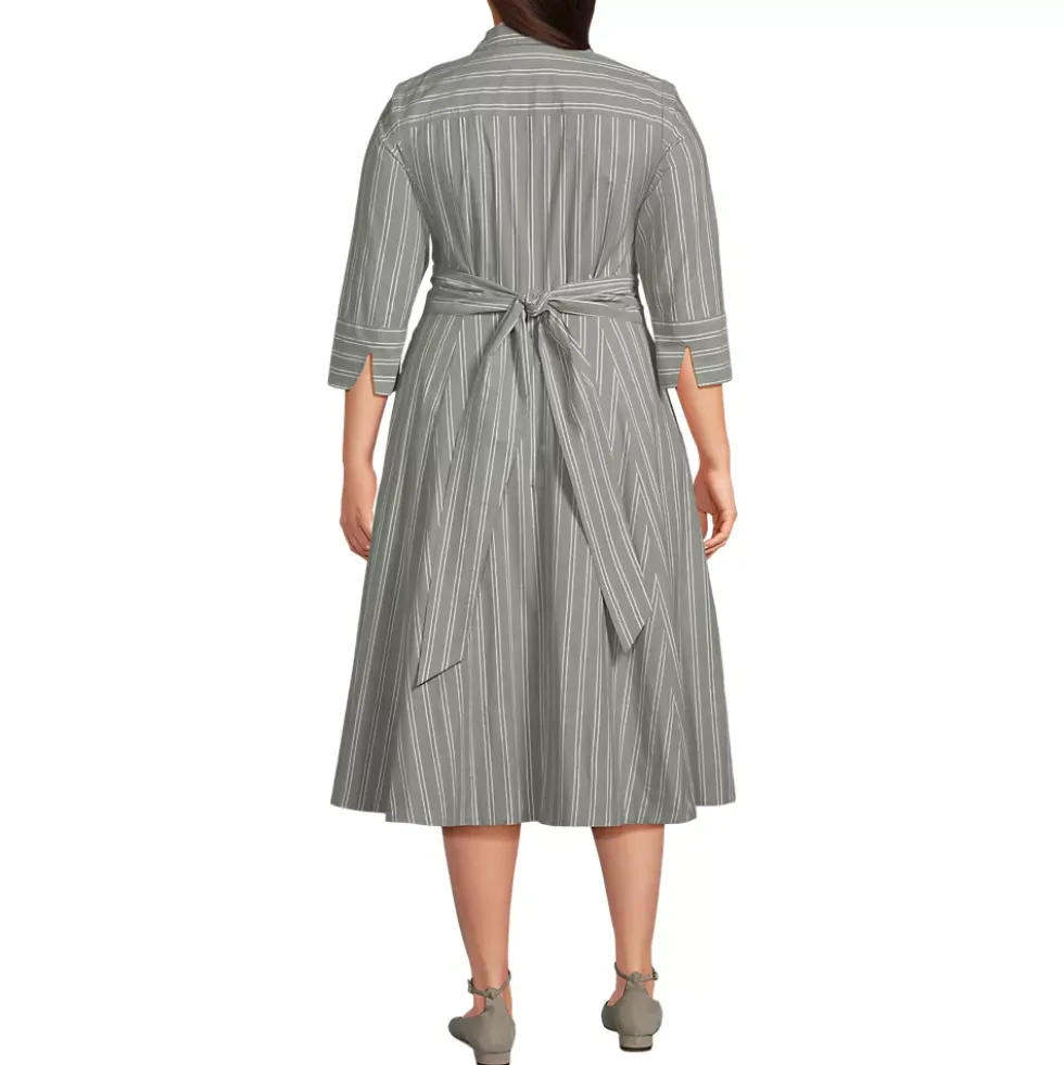 Women's Poplin Midi Wrap Front Dress