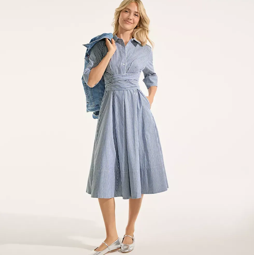 Women's Poplin Midi Wrap Front Dress