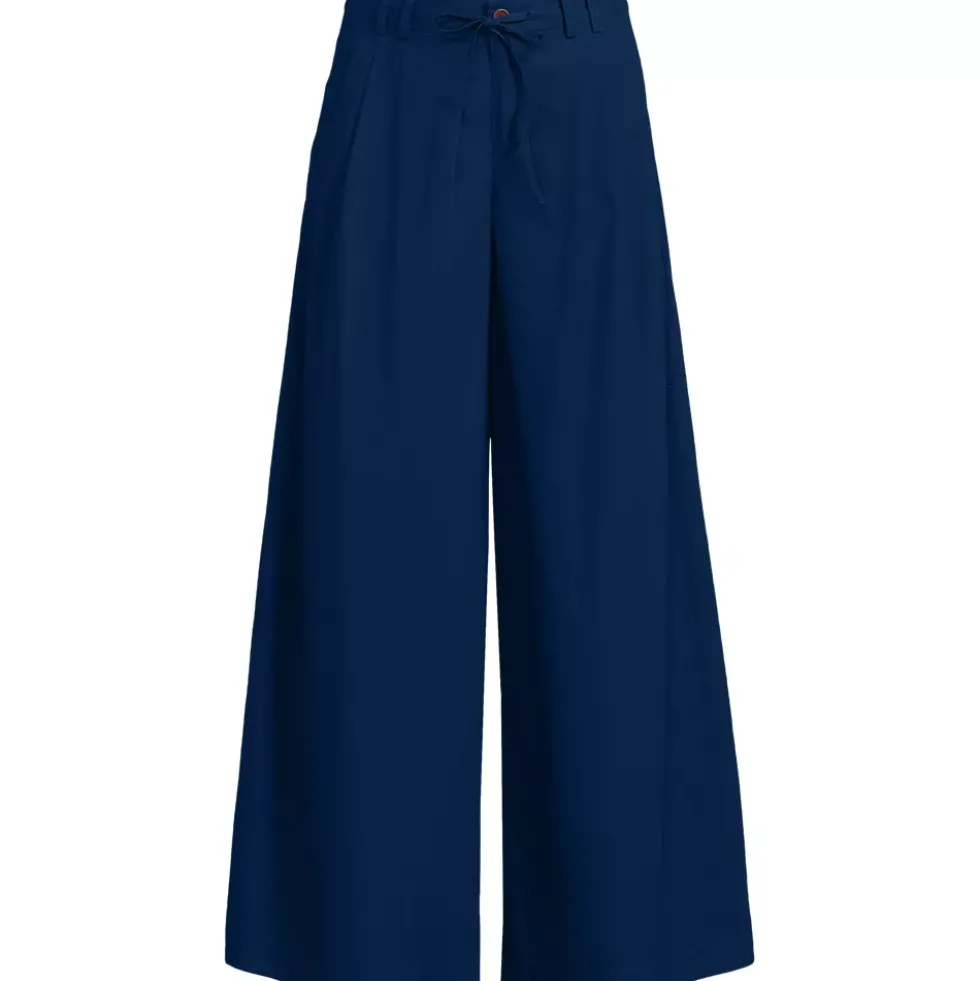 Women's Poplin Mid Rise Pleated Slouchy Pants