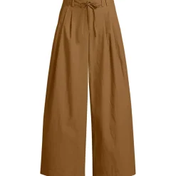 Women's Poplin Mid Rise Pleated Slouchy Pants