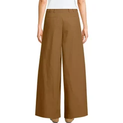 Women's Poplin Mid Rise Pleated Slouchy Pants