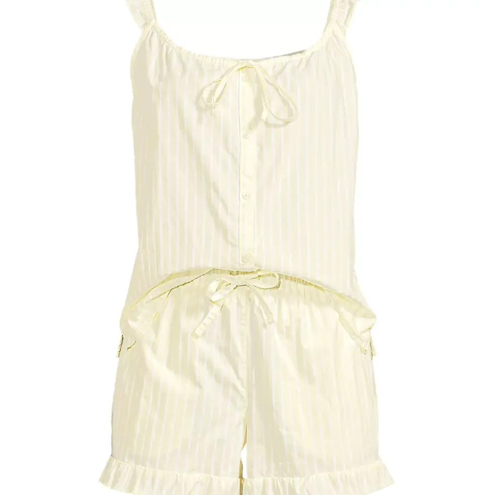 Women's Poplin 2 Piece Pajama Set - Tank Top and Shorts