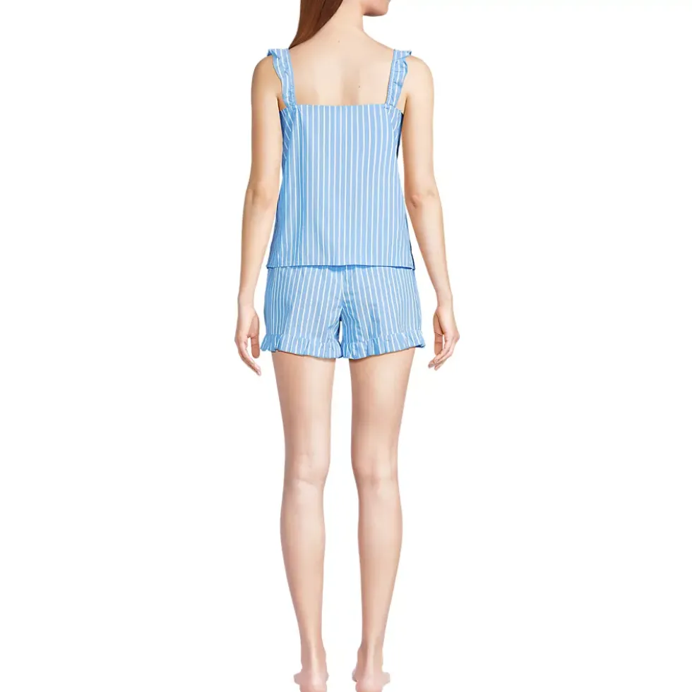 Women's Poplin 2 Piece Pajama Set - Tank Top and Shorts