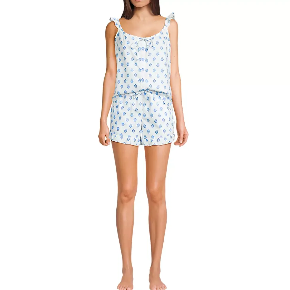 Women's Poplin 2 Piece Pajama Set - Tank Top and Shorts