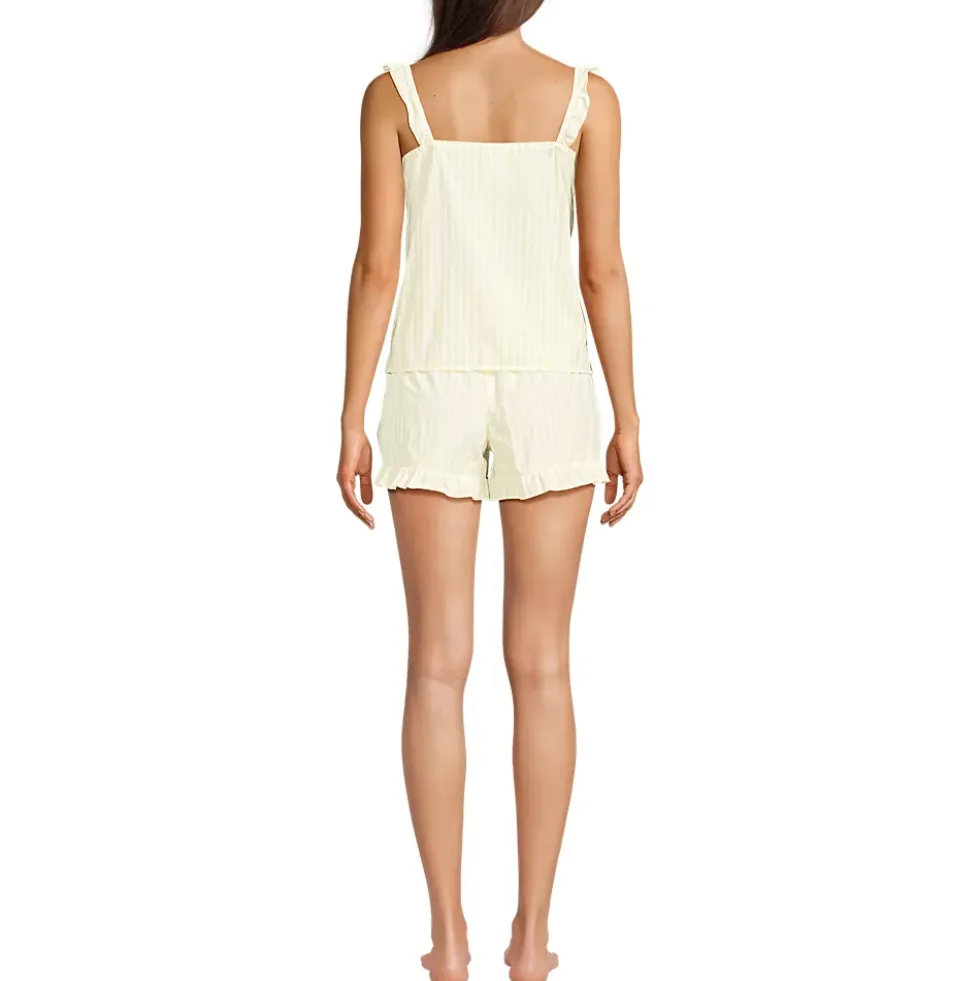 Women's Poplin 2 Piece Pajama Set - Tank Top and Shorts