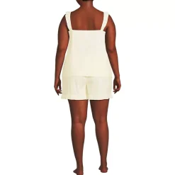 Women's Poplin 2 Piece Pajama Set - Tank Top and Shorts
