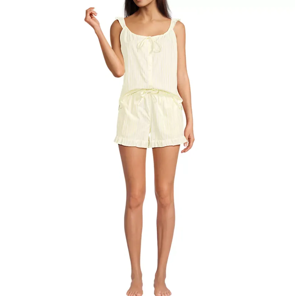 Women's Poplin 2 Piece Pajama Set - Tank Top and Shorts