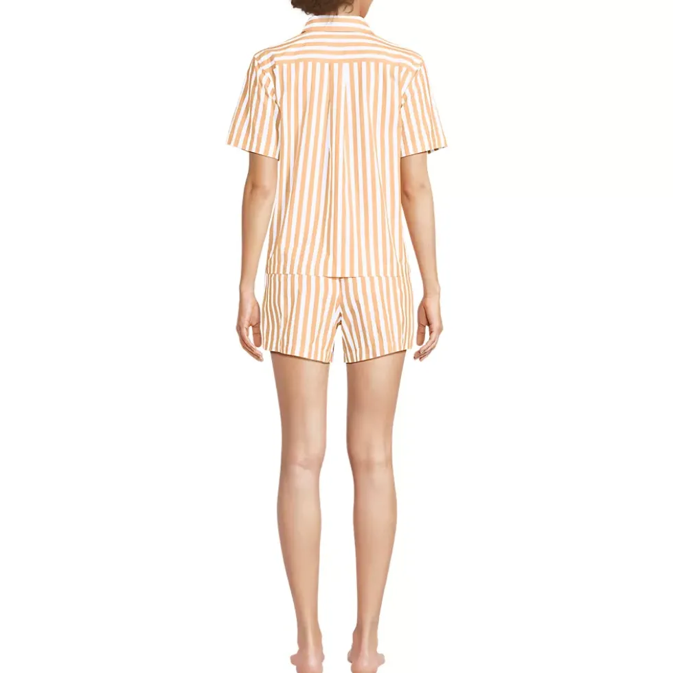 Women's Poplin 2 Piece Pajama Set - Short Sleeve Shirt and Shorts