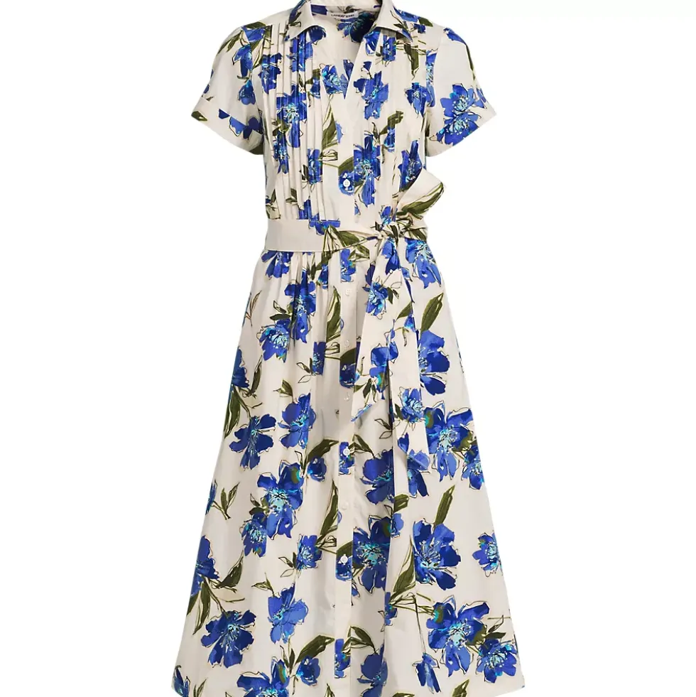 Women's Poplin Pintuck Detail Shirt Dress