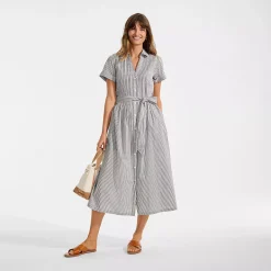 Women's Poplin Pintuck Detail Shirt Dress