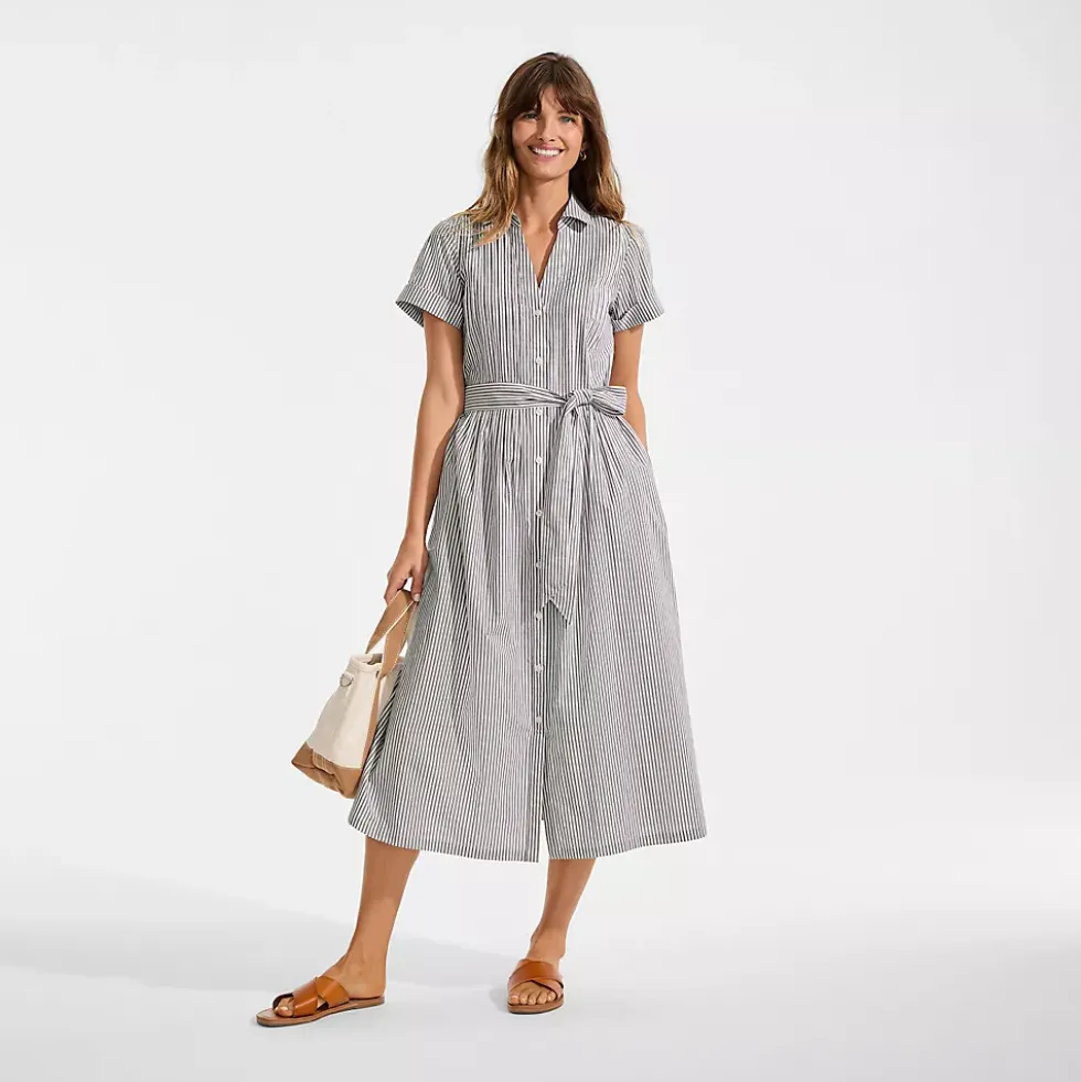 Women's Poplin Pintuck Detail Shirt Dress