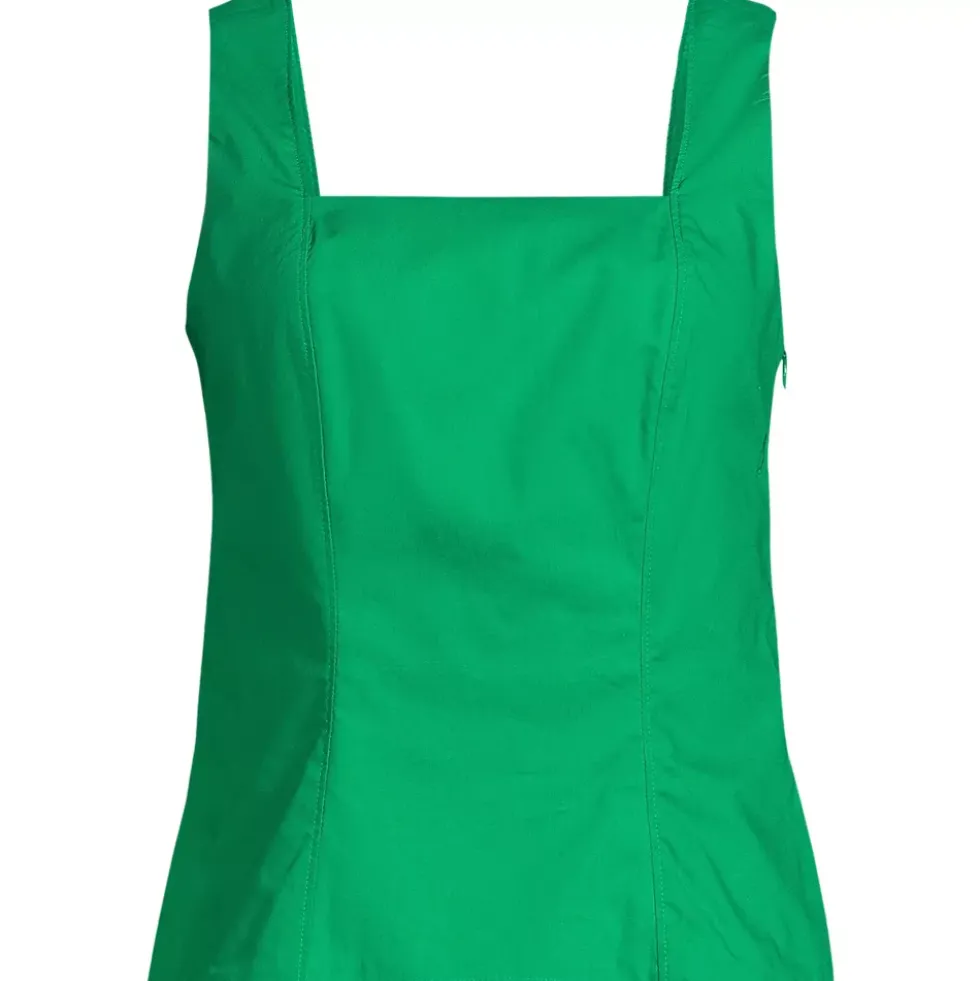 Women's Poplin Princess Seam Square Neck Sleeveless Top