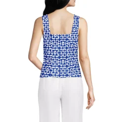 Women's Poplin Princess Seam Square Neck Sleeveless Top