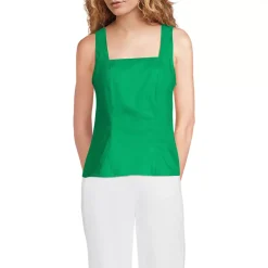 Women's Poplin Princess Seam Square Neck Sleeveless Top