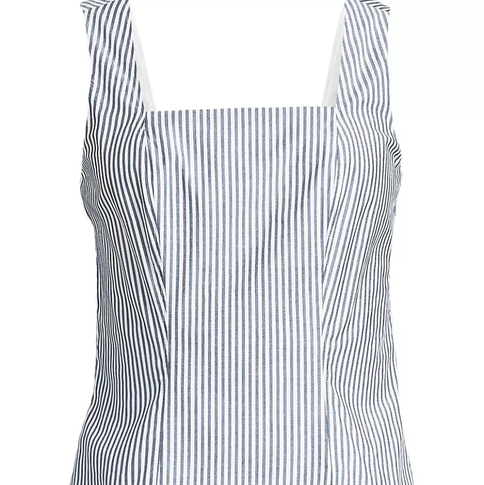 Women's Poplin Princess Seam Square Neck Sleeveless Top