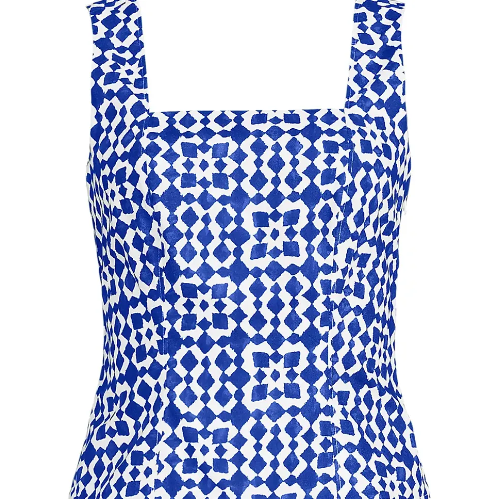 Women's Poplin Princess Seam Square Neck Sleeveless Top