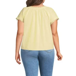 Women's Poplin Short Sleeve Pintuck Blouse