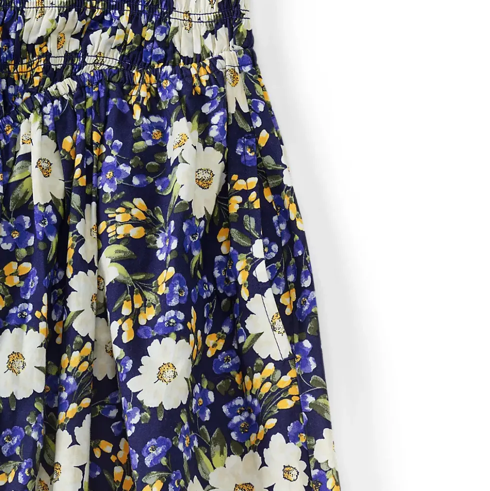Women's Poplin Smocked Bodice Midi Dress