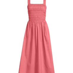 Women's Poplin Smocked Bodice Midi Dress