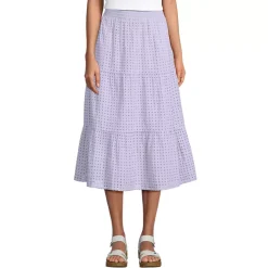 Women's Poplin Tiered Eyelet Midi Skirt
