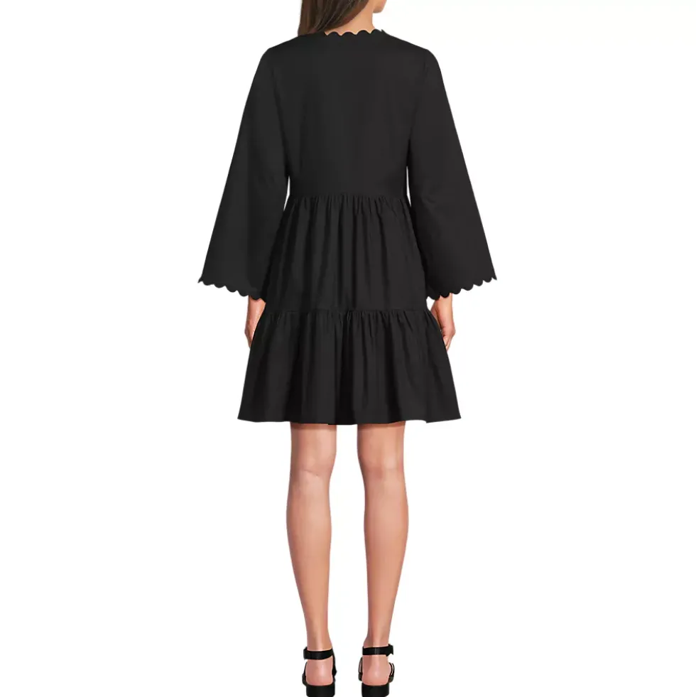 Women's Poplin V Neck Embroidered Dress
