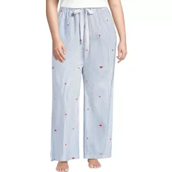 Women's Poplin Wide Leg Sleep Pants